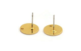 Gold Round Earring, 4 Gold Plated Brass Round Stud Earrings With 1 Hole (11x0.80mm) M02556 A0071