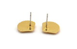 Gold Shell Earring, 2 Gold Plated Brass Sea Shell Stud Earrings, Findings (13x11x2mm) D994 A1225