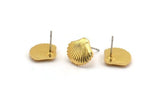 Gold Shell Earring, 2 Gold Plated Brass Sea Shell Stud Earrings, Findings (13x11x2mm) D994 A1225