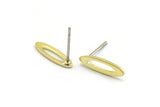 Brass Marquise Earring, 12 Raw Brass Marquise Stud Earrings (14x4x0.80mm) M02576
