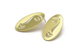 Brass Face Earring, 4 Raw Brass Face Stud Earrings (35x19x0.80mm) M02193 A5797