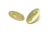 Brass Face Earring, 4 Raw Brass Face Stud Earrings (35x19x0.80mm) M02193 A5797