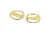 Brass Round Earring, 4 Raw Brass Round Stud Earrings (22x0.80mm) M02663