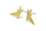 Brass Star Earring, 8 Textured Raw Brass Star Stud Earrings (17x8x0.80mm) M02562 A5759