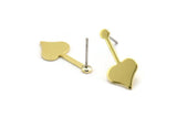 Brass Heart Earring, 12 Raw Brass Heart Shaped Stud Earrings (20x9x0.80mm) M02048
