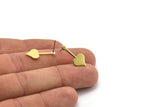 Brass Heart Earring, 12 Raw Brass Heart Shaped Stud Earrings (20x9x0.80mm) M02048