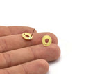 Brass Round Earring, 12 Raw Brass Round Stud Earrings With 1 Hole (10x0.80mm) M038