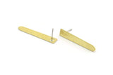 Brass Rectangle Earring, 6 Textured Raw Brass Rectangle Stud Earrings (35x6x0.80mm) M02391