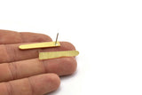 Brass Rectangle Earring, 6 Textured Raw Brass Rectangle Stud Earrings (35x6x0.80mm) M02391