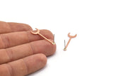 Copper Moon Earring, 8 Raw Copper Crescent Moon Stud Earrings (30x9x0.80mm) M02035