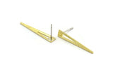 Brass Triangle Earring, 12 Textured Raw Brass Tiny Triangle Stud Earrings (26x4.5x0.80mm) M02501