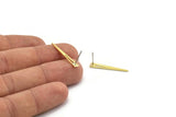 Brass Triangle Earring, 12 Textured Raw Brass Tiny Triangle Stud Earrings (26x4.5x0.80mm) M02501