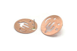Copper Round Earring, 4 Raw Copper Cactus Stud Earrings, Moon And Star Findings (22x0.80mm) M02955