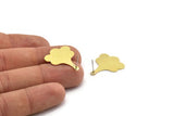 Brass Leaf Earring, 4 Hammered Raw Brass Leaf Stud Earrings (25x21x0.80mm) M03317