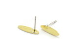 Brass Oval Earring, 12 Hammered Raw Brass Oval Shaped Stud Earrings (14x4x0.80mm) M02812