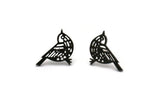 Black Bird Earring, 4 Oxidized Black Plated Brass Bird Stud Earrings (13x20x1.3mm) N1755 Q0482
