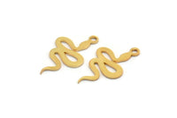 Gold Snake Charm, 10 Gold Plated Brass Snake Shaped Charms With 1 Loop, Pendants, Findings (19x11x0.60mm) A4090