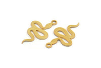 Gold Snake Charm, 10 Gold Plated Brass Snake Shaped Charms With 1 Loop, Pendants, Findings (19x11x0.60mm) A4090