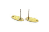Brass Oval Earring, 12 Textured Raw Brass Oval Stud Earrings With 1 Hole (12x5x0.80mm) M01877