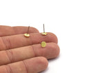 Brass Round Earring, 12 Textured Raw Brass Round Earring Studs (5.5x0.80mm) M01813
