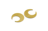 Brass Moon Blank, 50 Raw Brass Crescent Moon Blanks Without Holes (14x5x0.80mm) D1296