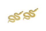 Brass Snake Charm, 8 Raw Brass Snake Pendants With 1 Loop, Charms, Findings (42x19x0.60mm) A5948