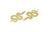 Brass Snake Charm, 8 Raw Brass Snake Pendants With 1 Loop, Charms, Findings (42x19x0.60mm) A5948