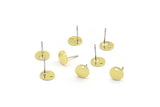 Brass Cabochon Earring, 12 Raw Brass Cabochon Stud Earrings With 1 Hole (8x0.80mm) M045 A5739