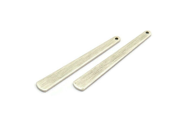 Silver Necklace Bar, 12 Antique Silver Plated Brass Textured Bar Charms With 1 Hole, Earrings, Pendants (43x6x0.80mm) D0795 H0960