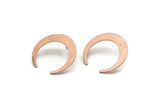 Copper Moon Earring, 4 Raw Copper Crescent Moon Stud Earrings (26x27x1mm) M02212