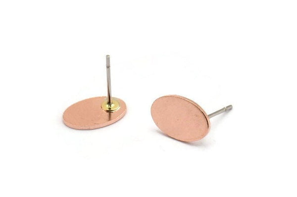 Copper Oval Earring, 8 Raw Copper Oval Stud Earrings (11x8x0.80mm) M02749 A5892