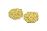 Brass Octagon Charm, Raw Brass Octagon Charm With 1 Loop, Moon Findings, Moon Phases Findings, Star Findings (28x25x1.5mm) N2246