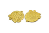 Brass Round Charm, Raw Brass Charm With 1 Loop, Mountain Findings, Tree Findings (28x24x1.5mm) N2234