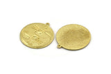 Brass Round Charm, Raw Brass Round Charm With 1 Loop, Yin Yang Findings, Cat Findings (29x26.5x1.5mm) N2222