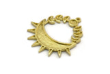 Brass Moon Charm, 2 Raw Brass Crescent Moon Charms With 1 Loop, Moon Phases Findings (32x30.5x1.5mm) N2220