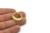 Brass Moon Charm, 2 Raw Brass Crescent Moon Charms With 1 Loop, Moon Phases Findings (32x30.5x1.5mm) N2220