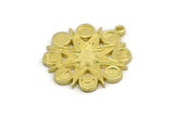 Brass Star Charm, Raw Brass Star Charm With 1 Loop, Moon Phases Findings (28.5x25.5x1.5mm) N2218