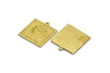 Brass Square Charm, Raw Brass Square Charm With 1 Loop, Sun Findings, Sun Rising Findings, Sunshine Findings (25x22.5x1.4m) N2273