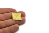 Brass Square Charm, Raw Brass Square Charm With 1 Loop, Sun Findings, Sun Rising Findings, Sunshine Findings (25x22.5x1.4m) N2273
