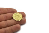 Brass Flower Charm, Raw Brass Flower And Butterfly Charm With 1 Loop, Findings (29.5x27x1.5mm) N2237