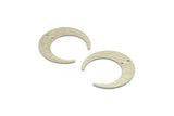 Silver Moon Charm, 4 Textured Silver Plated Brass Crescent Moon Charms With 2 Holes (30x28x0.80mm) A1854