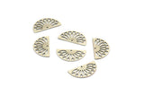 Silver Semi Circle, 12 Antique Silver Plated Brass Semi Circle Charms With 1 Hole, Earrings, Findings (19x10x0.40mm) F110