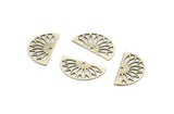 Silver Semi Circle, 12 Antique Silver Plated Brass Semi Circle Charms With 1 Hole, Earrings, Findings (19x10x0.40mm) F110