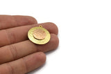 Brass Round Charm, Raw Brass And Raw Copper Round Charm With 1 Loop, Copper Charms, Mixed Material Findings (27x24.5x3.5mm) N2213