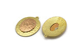 Brass Oval Charm, Raw Brass And Raw Copper Oval Charm With 1 Loop, Copper Charms, Mixed Material Findings (30x22x3.5mm) N2210