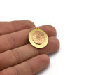 Brass Oval Charm, Raw Brass And Raw Copper Oval Charm With 1 Loop, Copper Charms, Mixed Material Findings (30x22x3.5mm) N2210