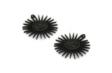 Black Sun Charm, 2 Oxidized Black Plated Brass Sun Charms With 1 Loop, Findings (30x28mm) N1480 H0936