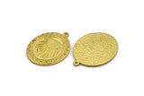 Brass Oval Charm, Raw Brass Oval Charm With 1 Loop, Sun Findings, Sun Rising Findings (29.5x23x1.5mm) N2227