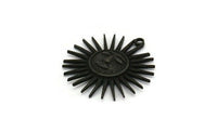 Black Sun Charm, 2 Oxidized Black Plated Brass Sun Charms With 1 Loop, Findings (30x28mm) N1480 H0936