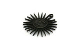 Black Sun Charm, 2 Oxidized Black Plated Brass Sun Charms With 1 Loop, Findings (30x28mm) N1480 H0936